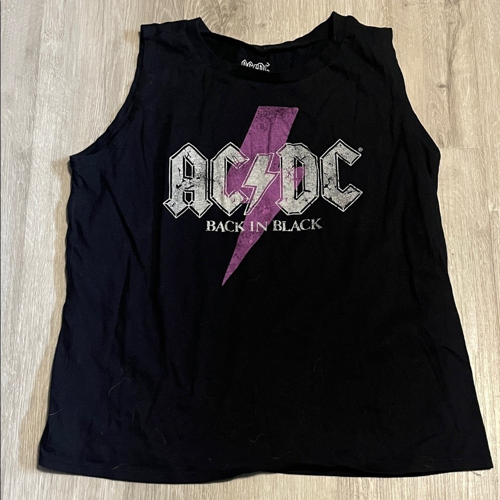 AC/DC Women's Black Tee with Purple Graphic